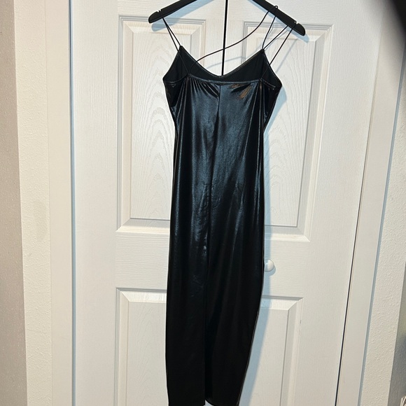 Faux Leather Midi Dress (Black PU) - Picture 4 of 5